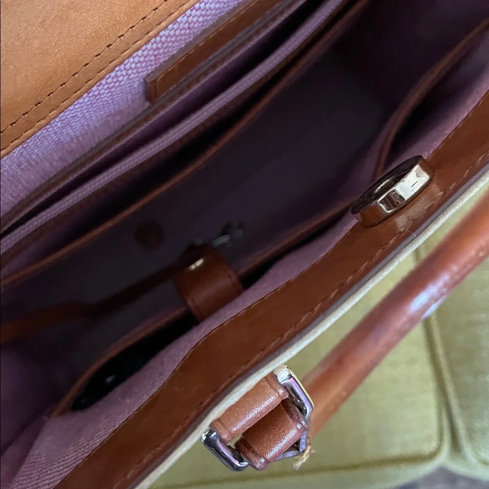 Dooney & Bourke  Denison Croco North South Tote Bag Brown Beige Structured Lux